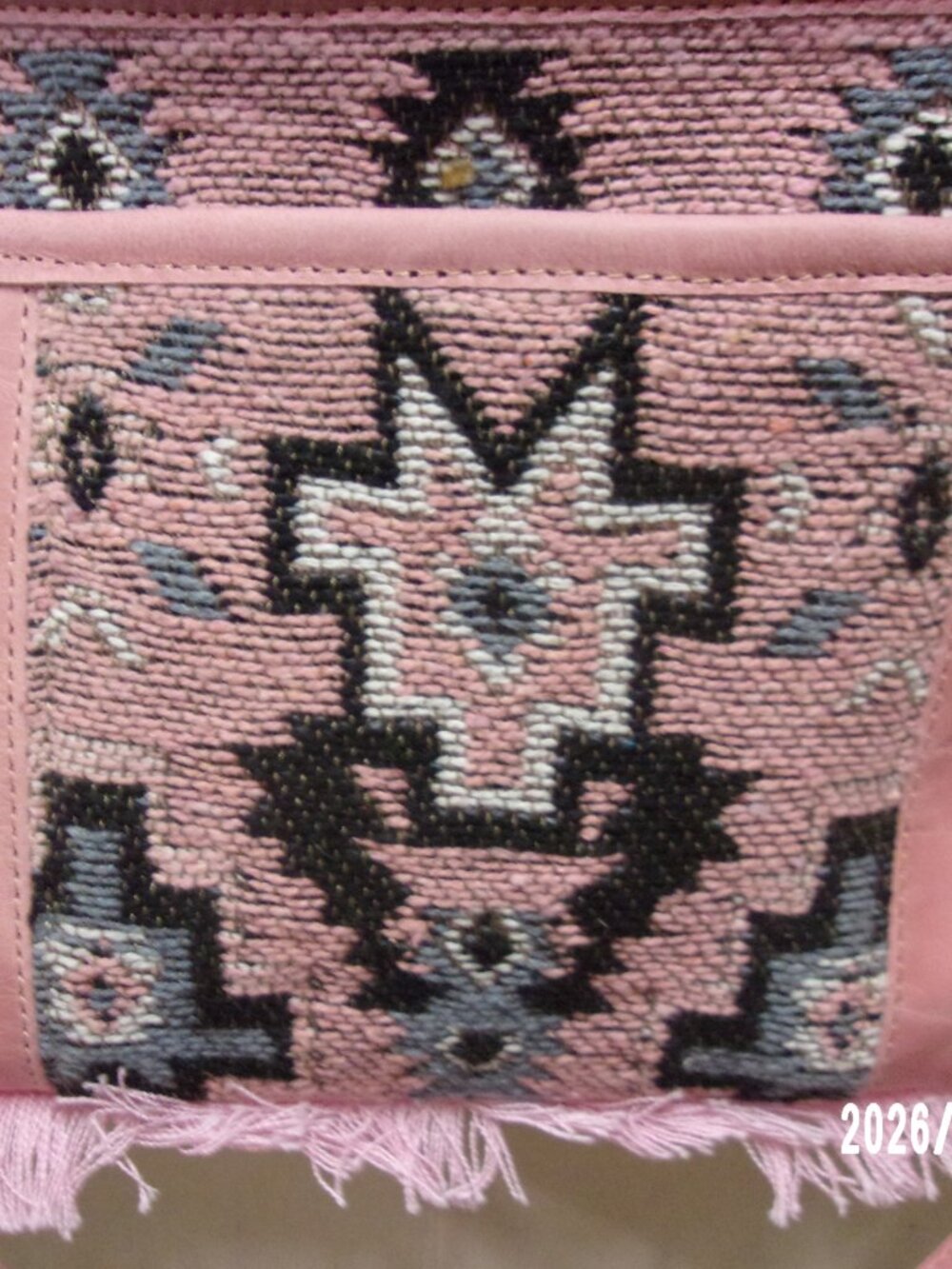Myra Pink Tapestry & Leather Purse - Picture 3 of 10